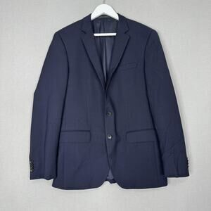 Hugo Boss Blazer Mens 40R Huge6 Slim Fit Marzotto Wool Italy Suit Jacket Navy